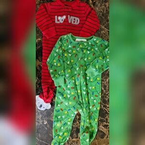 Red and Green Kids Footies Set